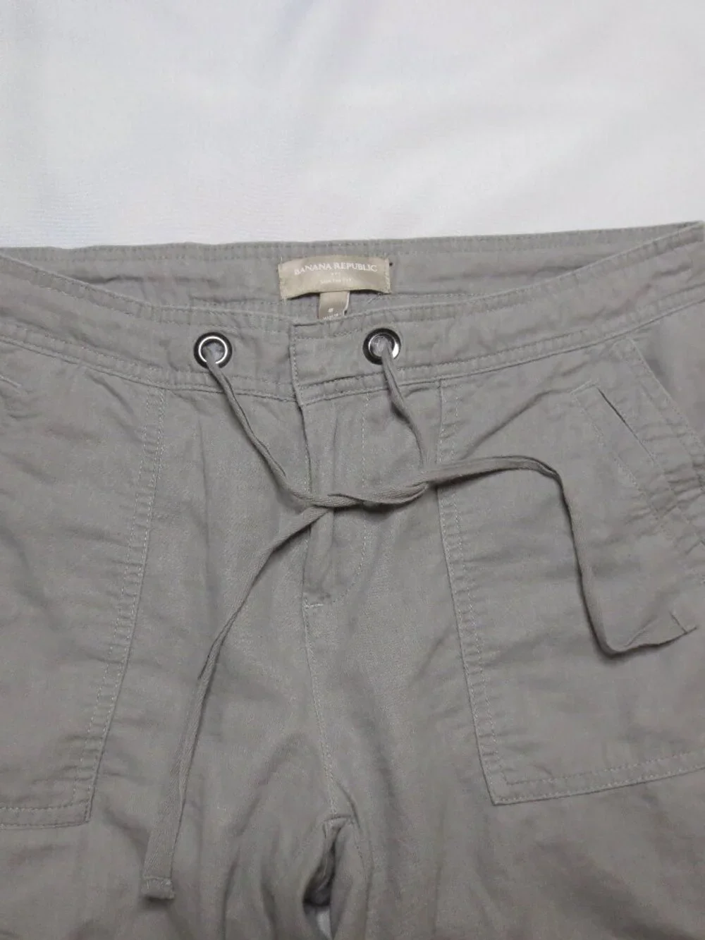 BANANA REPUBLIC womens PANTS gray LINEN lightweight DRAWSTRING summer SIZE 8